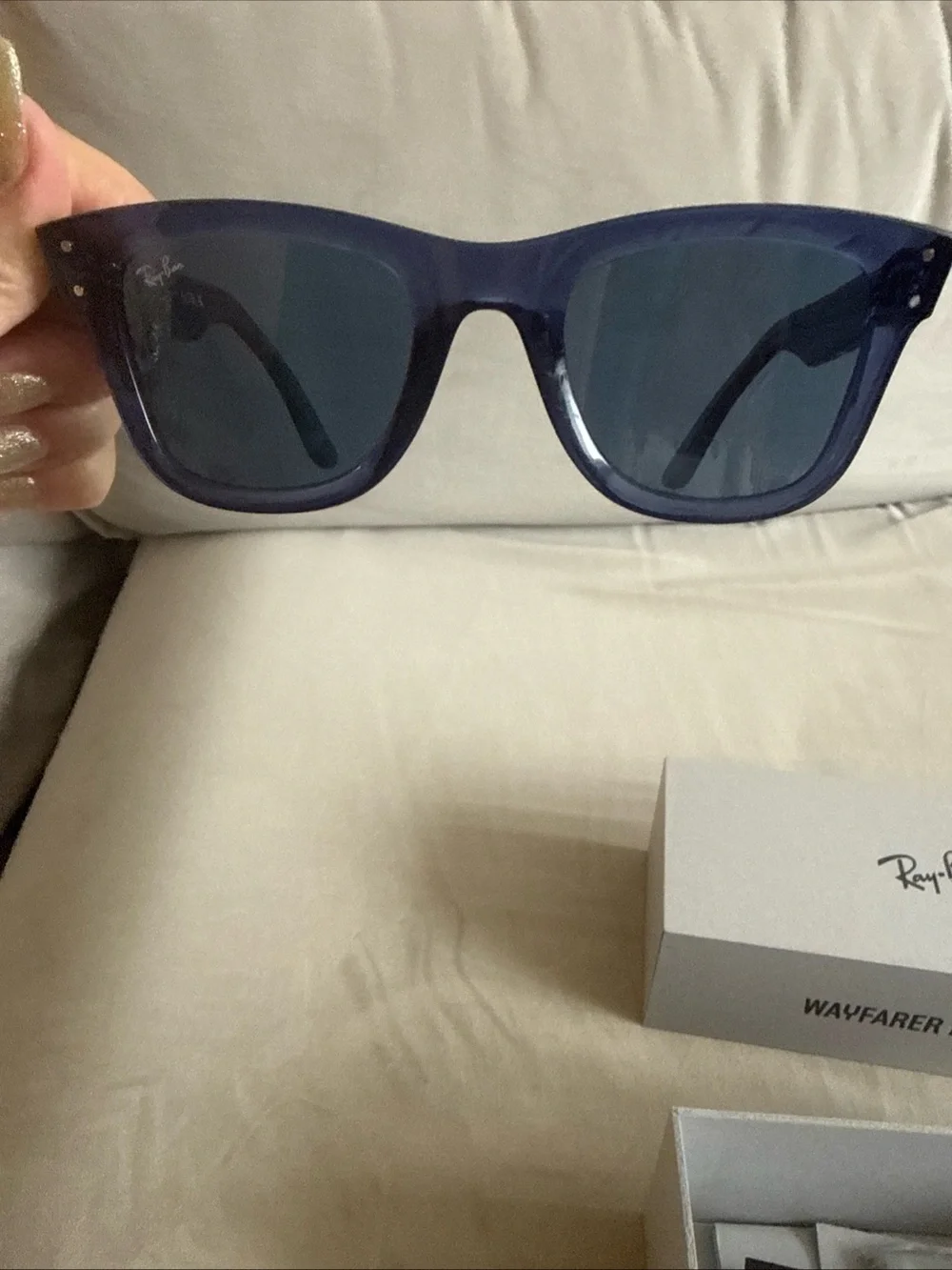 Ray-Ban Wayfarer Reverse 6708/3A Navy Blue Sunglasses Unisex Orig $215